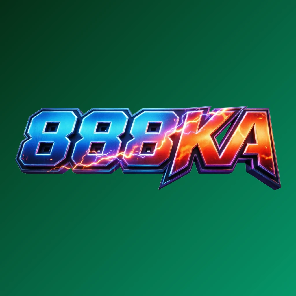 Bold 3D gaming logo with the text 888KA in energetic colors, featuring a modern esports-inspired horizontal rectangular wordmark design with a transparent background for website header Bold 3D gaming logo with the text 888KA in energetic colors, featuring a modern esports-inspired horizontal rectangular wordmark design with a transparent background for website header